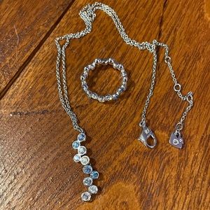 Swarovski crystal necklace and ring set
